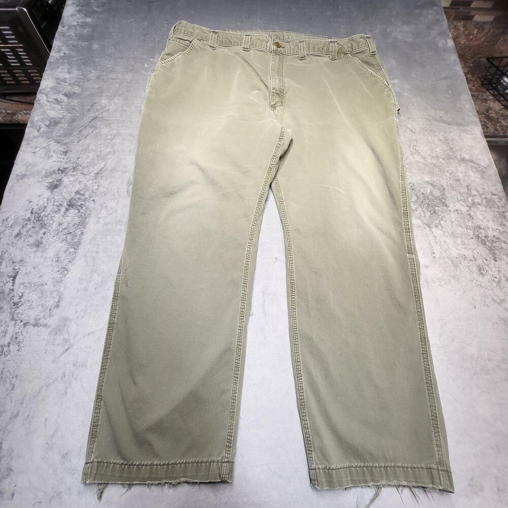 Carhartt Pants Mens 48x30 Green Canvas Work Carpenter Utility Relaxed Fit